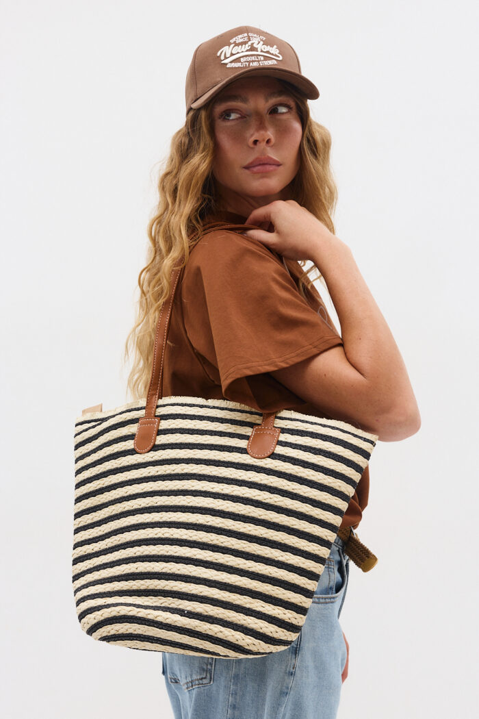 Striped Straw Bag - Image 5