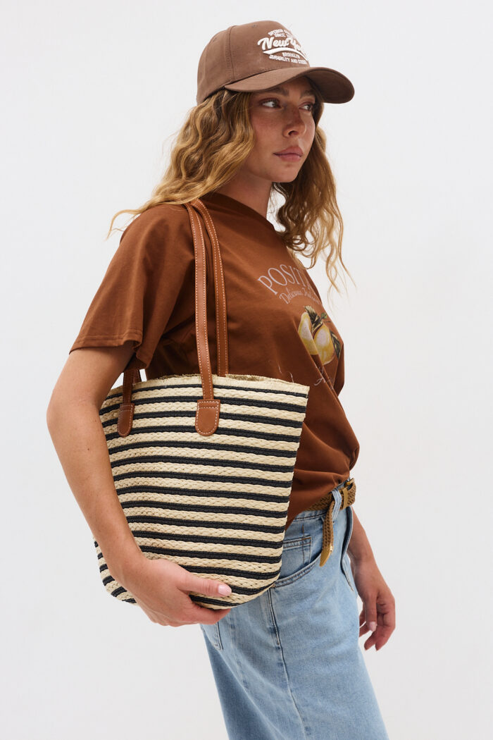 Striped Straw Bag - Image 4