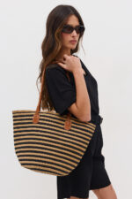 Striped Straw Bag