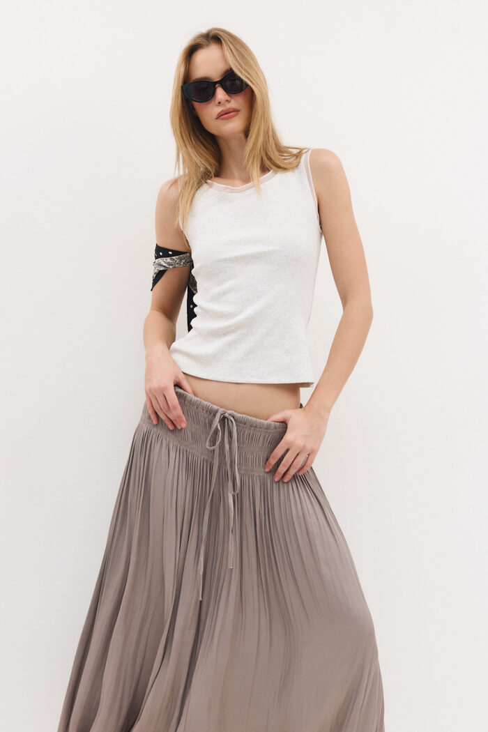 Chiffon Mix Ribbed Tank Top - Image 4