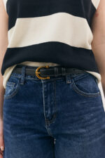 Half Horseshoe Buckle Leather Belt - Image 4