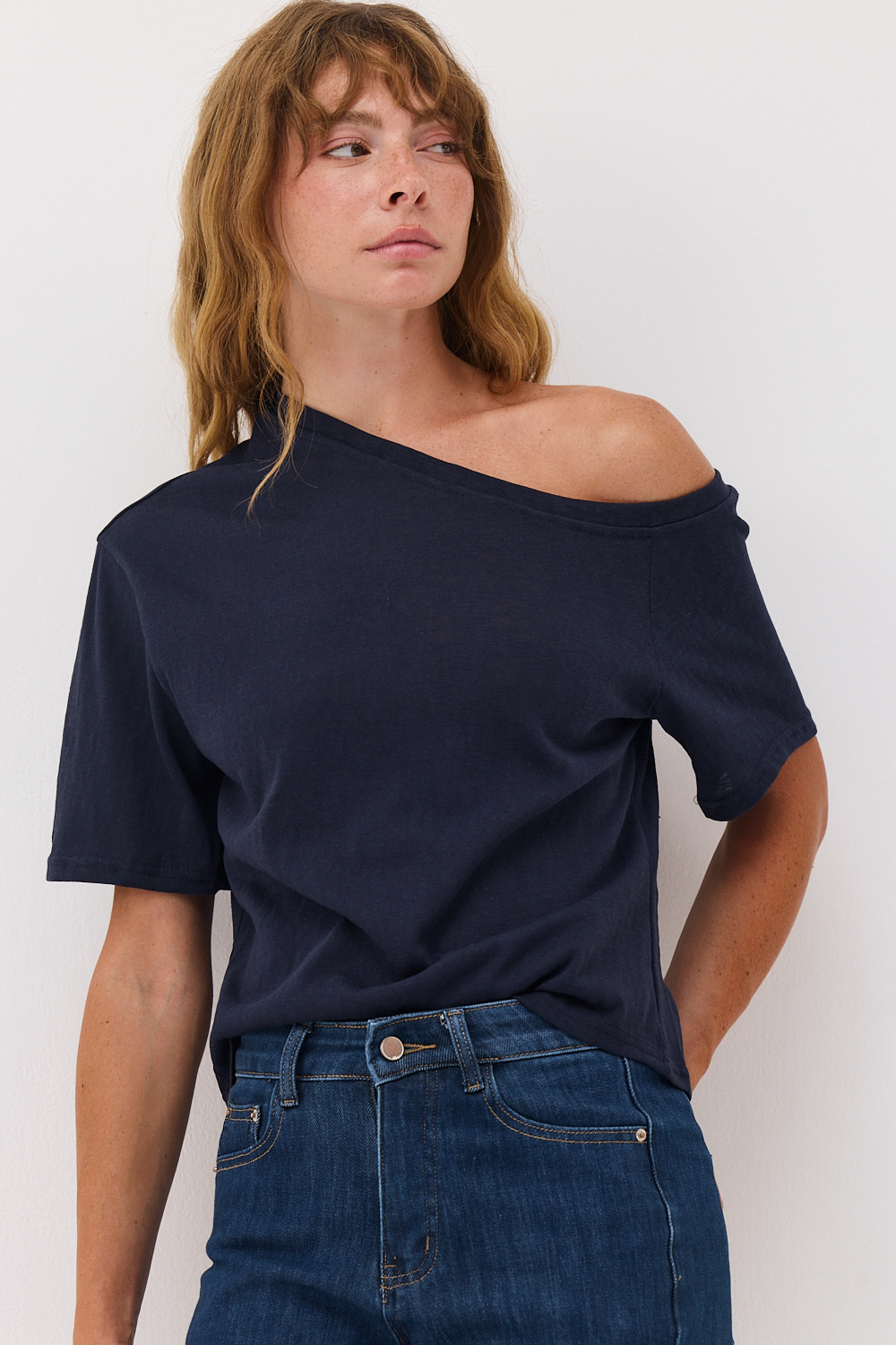 yucca-8-7127340 Asymmetric Slub T-Shirt - Image 1